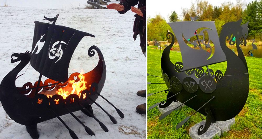 Viking ship fire pit
